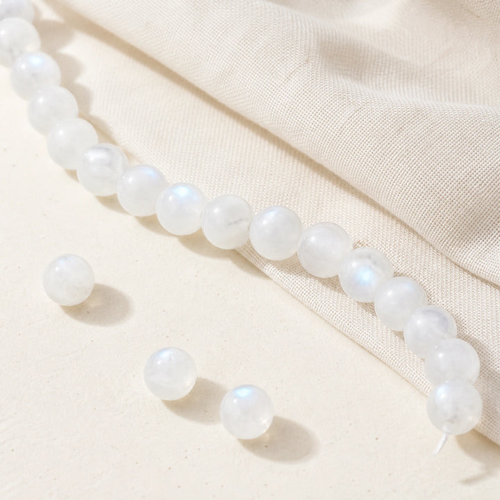 Perles de Pierre de Lune Blanche Naturelle — 6, 8 ou 10 mm